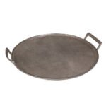 Handcrafted 24" Round Aluminum Serving Tray with Handles - Elegant Pewter Finish - Image 7