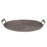 Handcrafted 24" Round Aluminum Serving Tray with Handles - Elegant Pewter Finish - Image 6