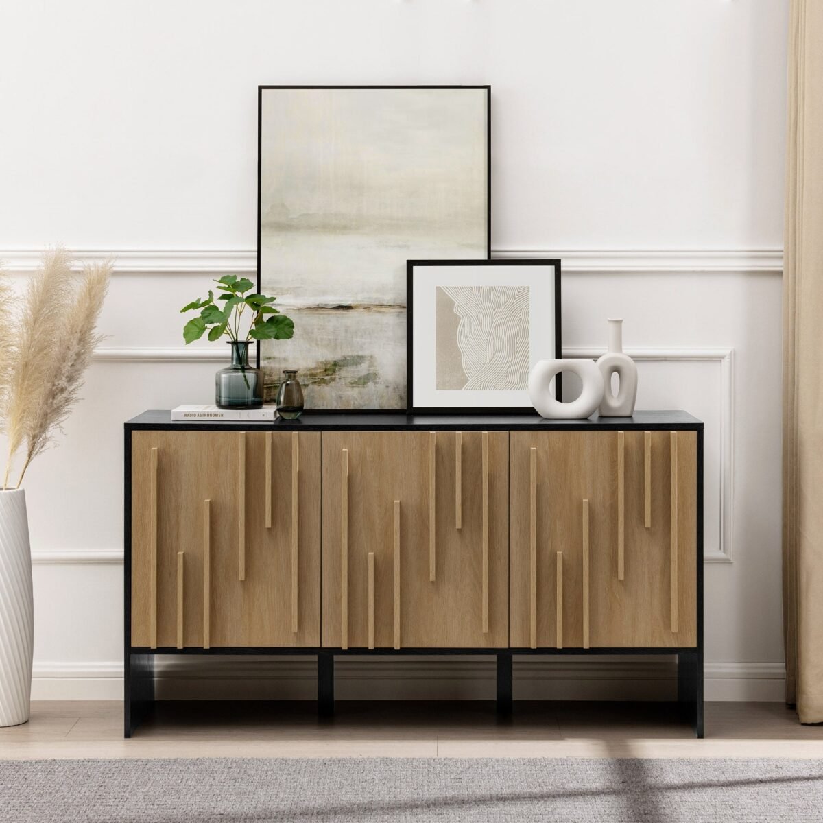 Silas Contemporary Wood Detailed-Door Sideboard / TV Stand - Image 9