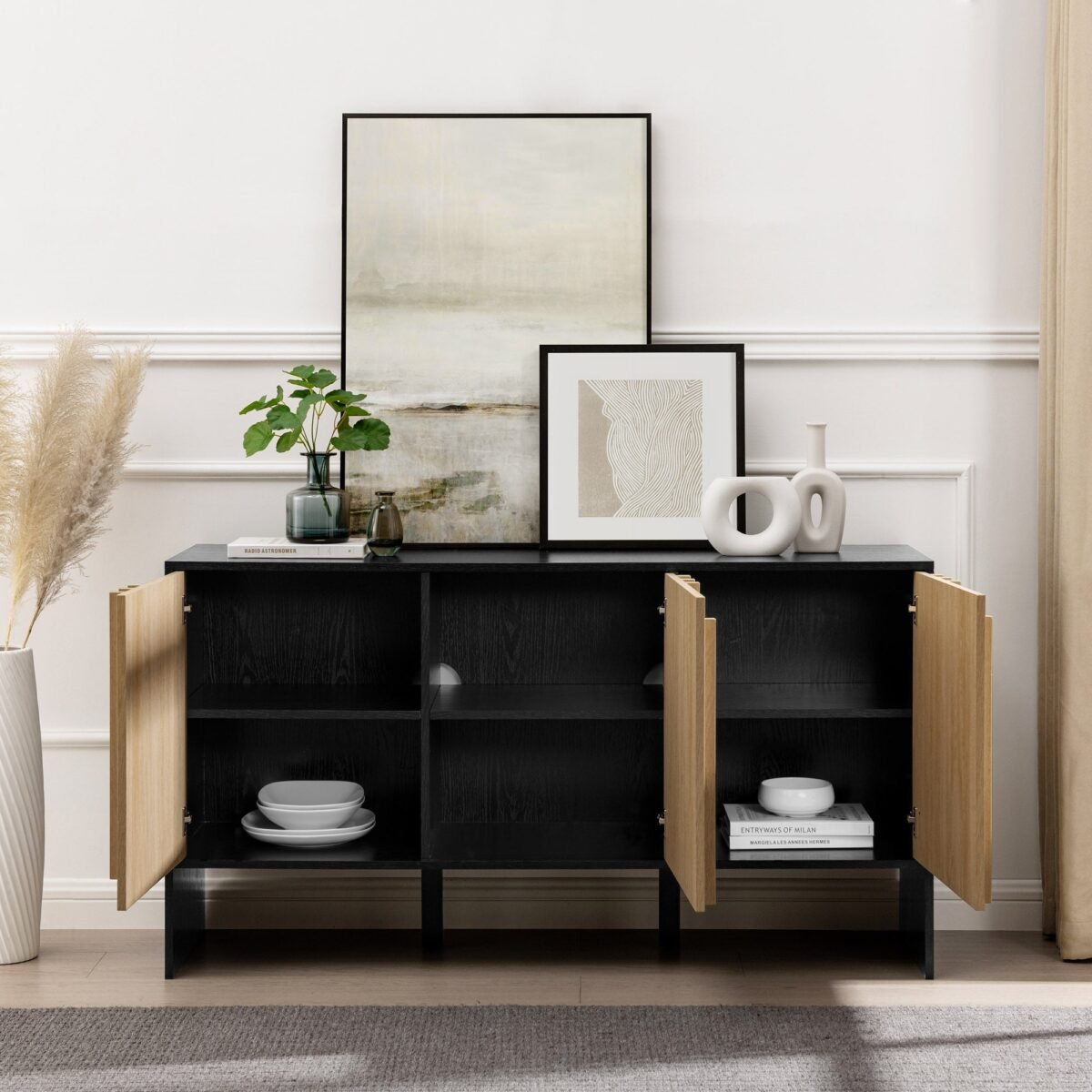 Silas Contemporary Wood Detailed-Door Sideboard / TV Stand - Image 10