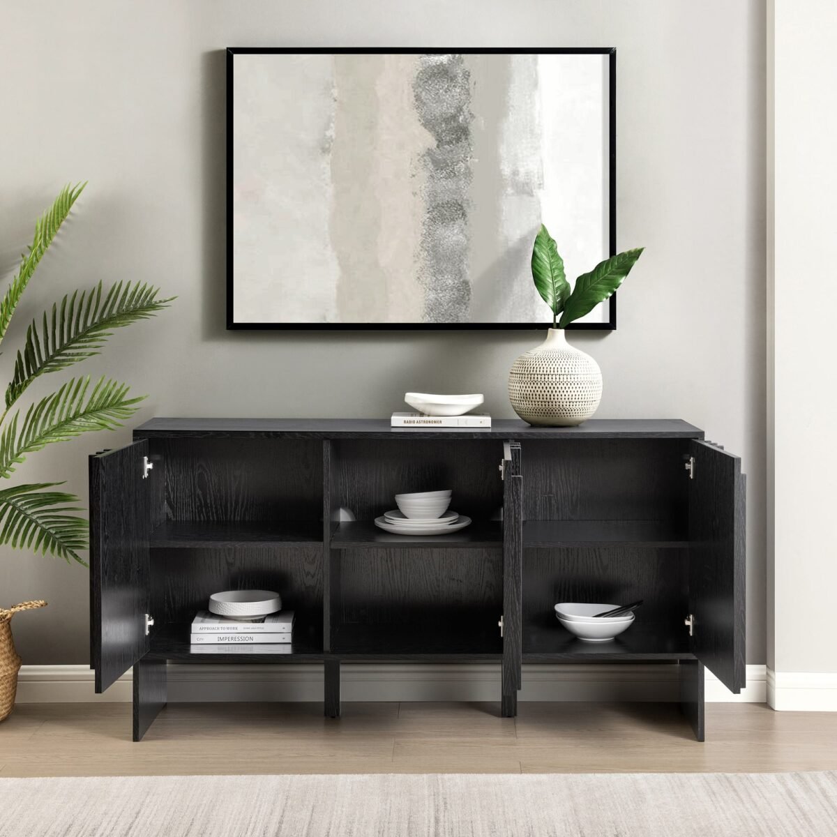 Silas Contemporary Wood Detailed-Door Sideboard / TV Stand - Image 5