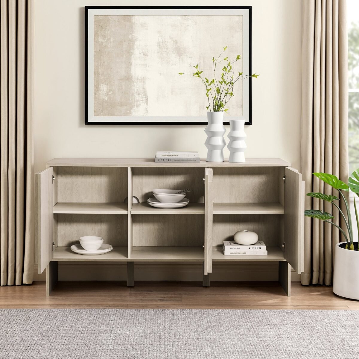 Silas Contemporary Wood Detailed-Door Sideboard / TV Stand - Image 7