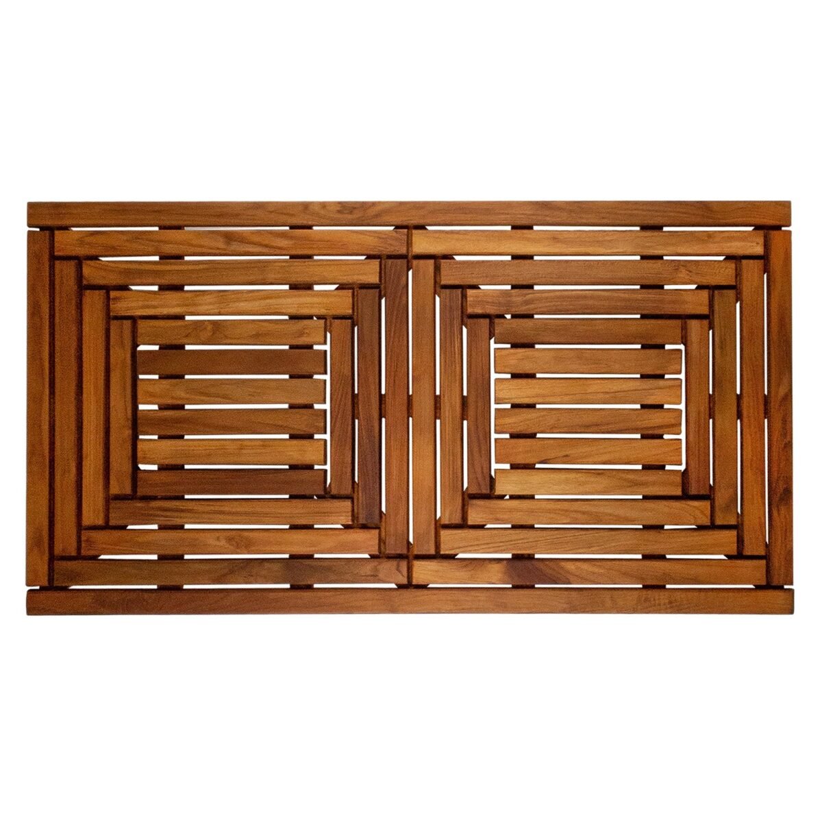 Denver Oiled Double Framed Teak Shower and Bath Mat 39" x 19" - Image 2