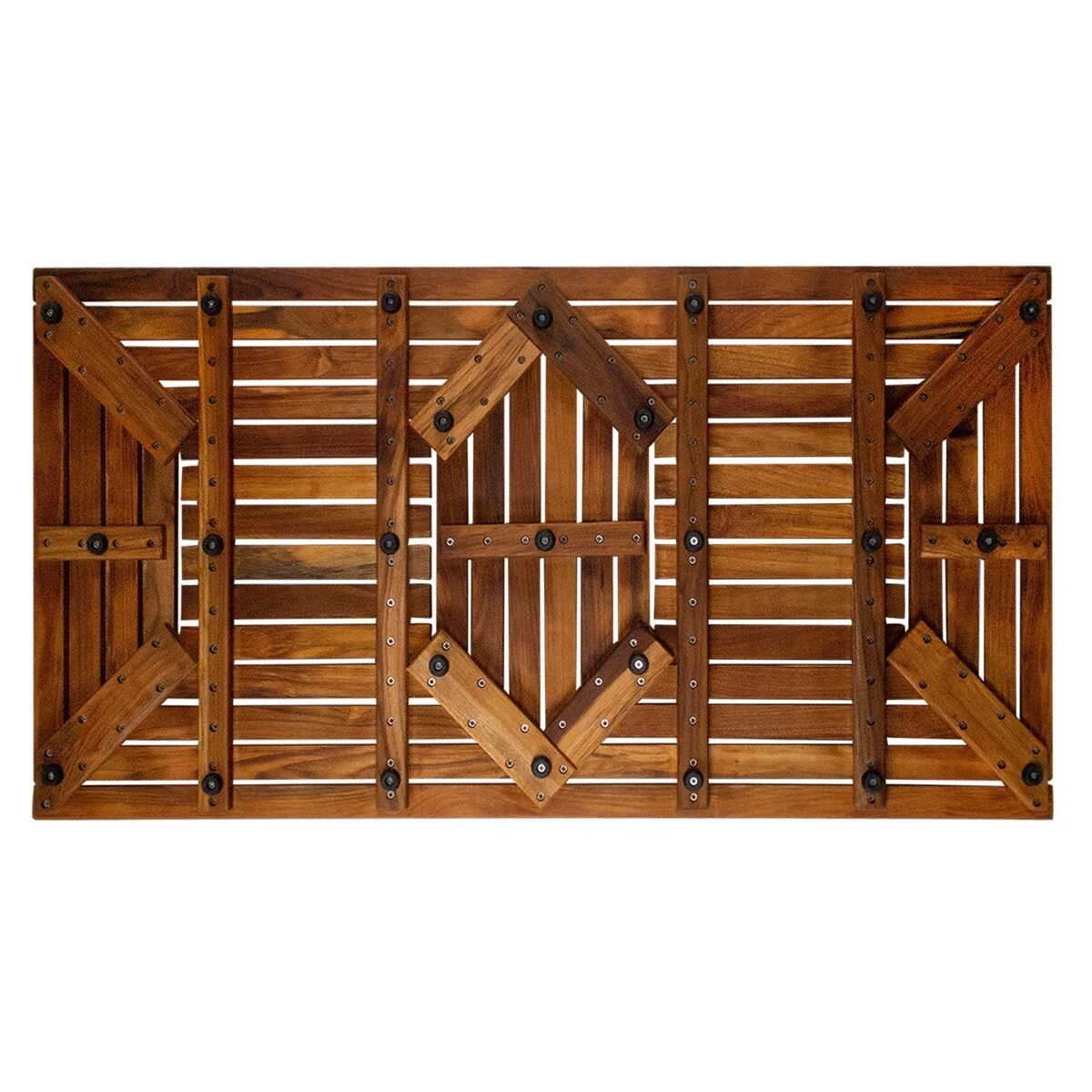 Denver Oiled Double Framed Teak Shower and Bath Mat 39" x 19" - Image 10