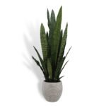 40" Lifelike Artificial Snake Plant in Modern Grey Planter - Low-Maintenance Elegance for Home Decor