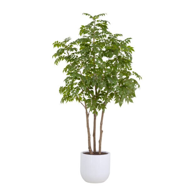 7' Lifelike Faux Potted Sumac Tree in Elegant Pot - Perfect for Modern or Rustic Home Decor