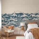 Ocean Wave Wallpaper Mural - Coastal Nautical Peel and Stick Wall Mural - Image 2