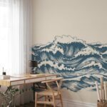 Ocean Wave Wallpaper Mural - Coastal Nautical Peel and Stick Wall Mural - Image 4