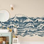 Ocean Wave Wallpaper Mural - Coastal Nautical Peel and Stick Wall Mural - Image 3