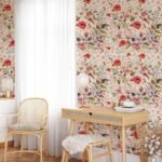 Red Floral Mural Wallpaper - Image 5