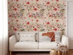 Red Floral Mural Wallpaper - Image 6