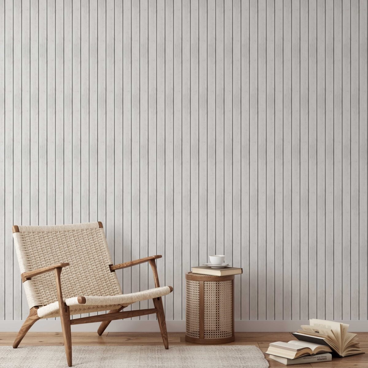 White Shiplap Wallpaper - Image 3
