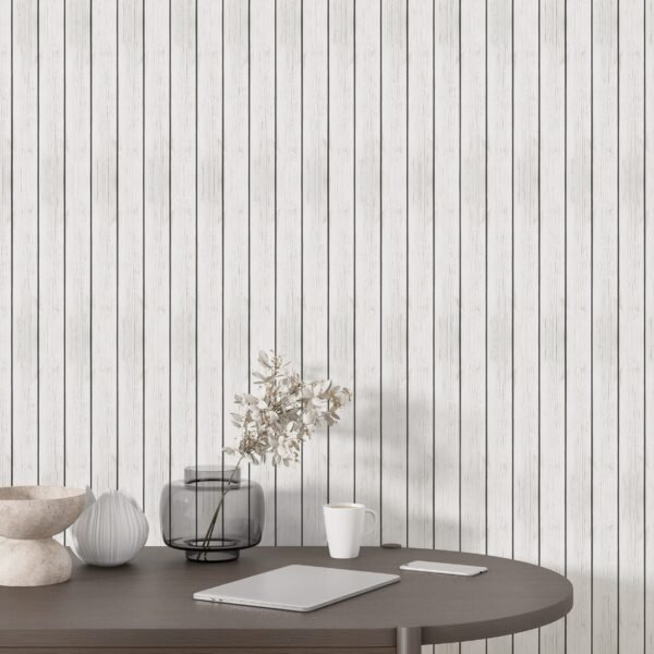 White Shiplap Wallpaper