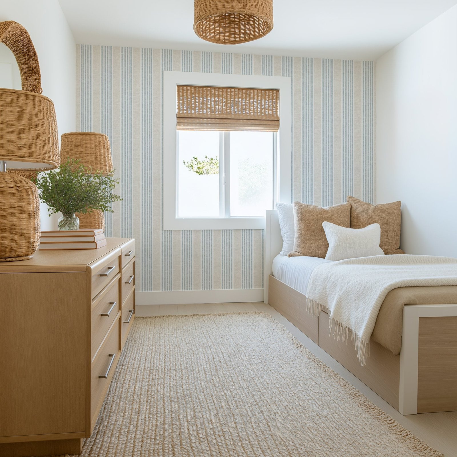 Nantucket Stripe Wallpaper - Classic Coastal Farmhouse Wallcovering - Image 1