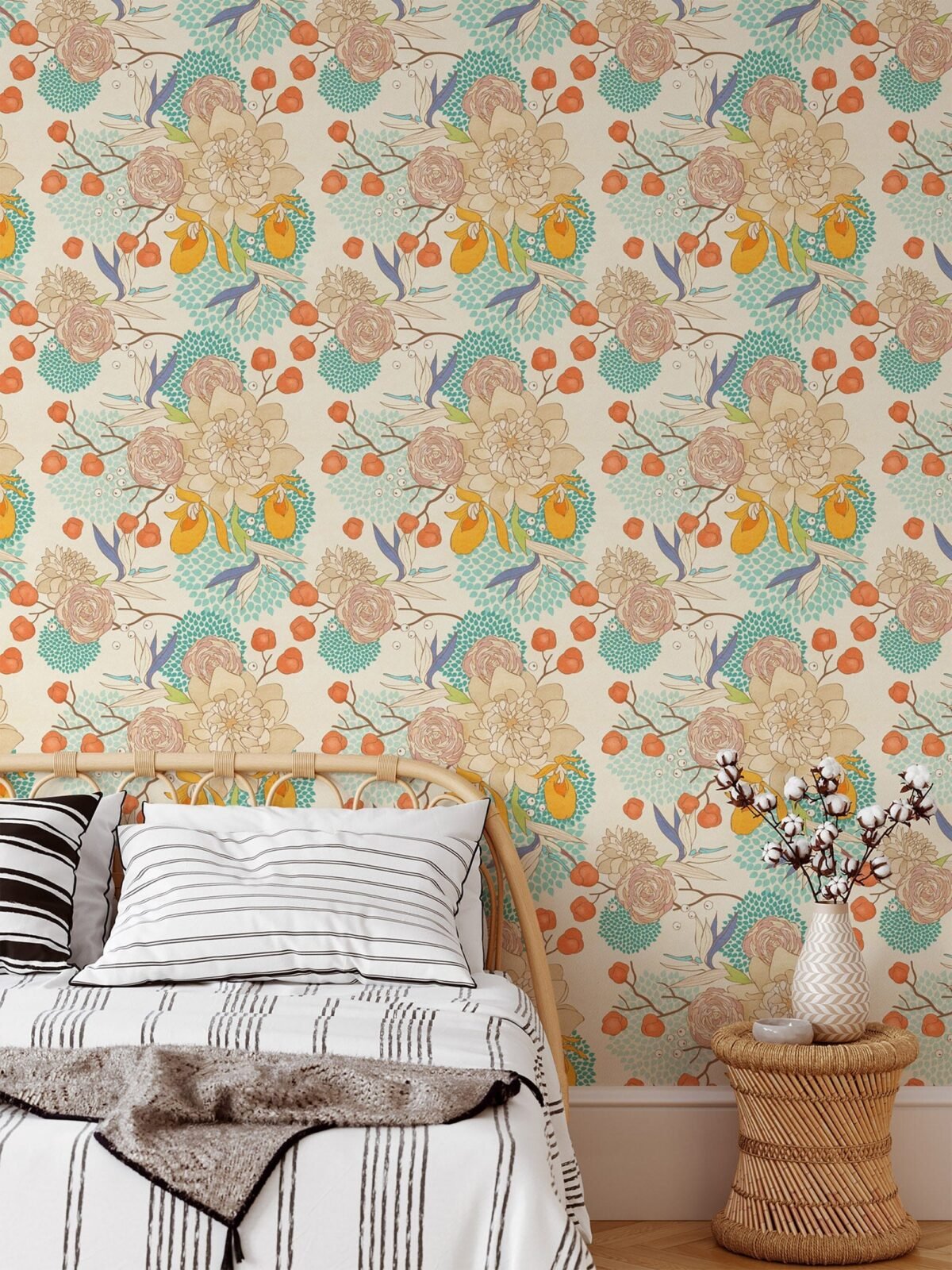Vintage Floral Wallpaper Mural - Image 4