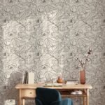 Elegant Line Art Peony Wallpaper - Image 2