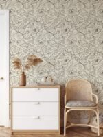 Elegant Line Art Peony Wallpaper - Image 5