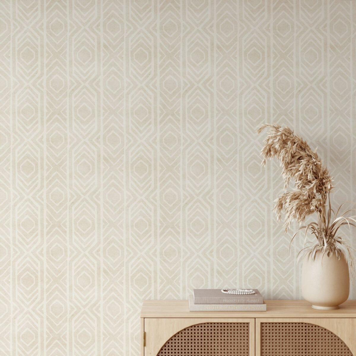 Beige Ikat Texture Peel and Stick Wallpaper Mural - Image 1