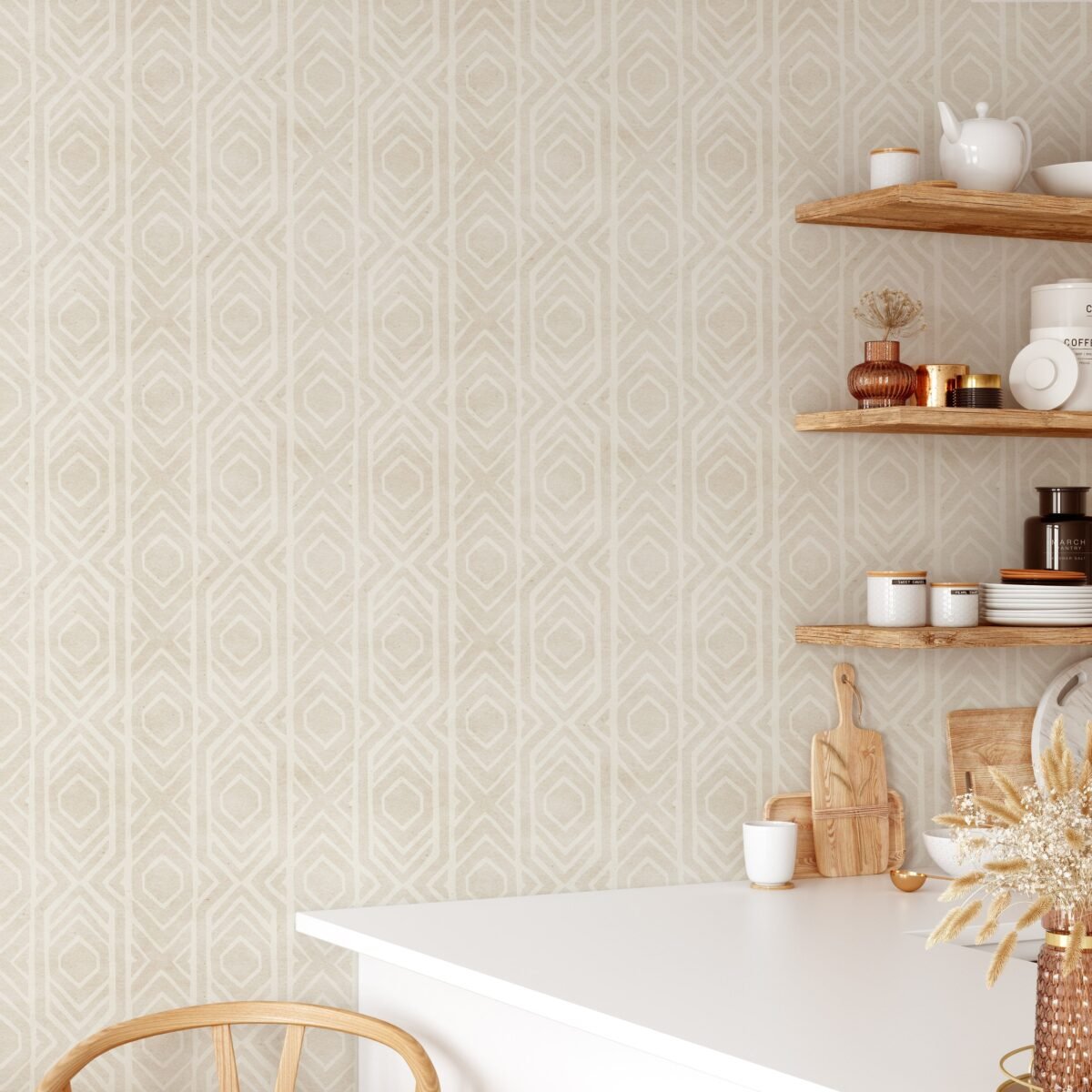 Beige Ikat Texture Peel and Stick Wallpaper Mural - Image 2