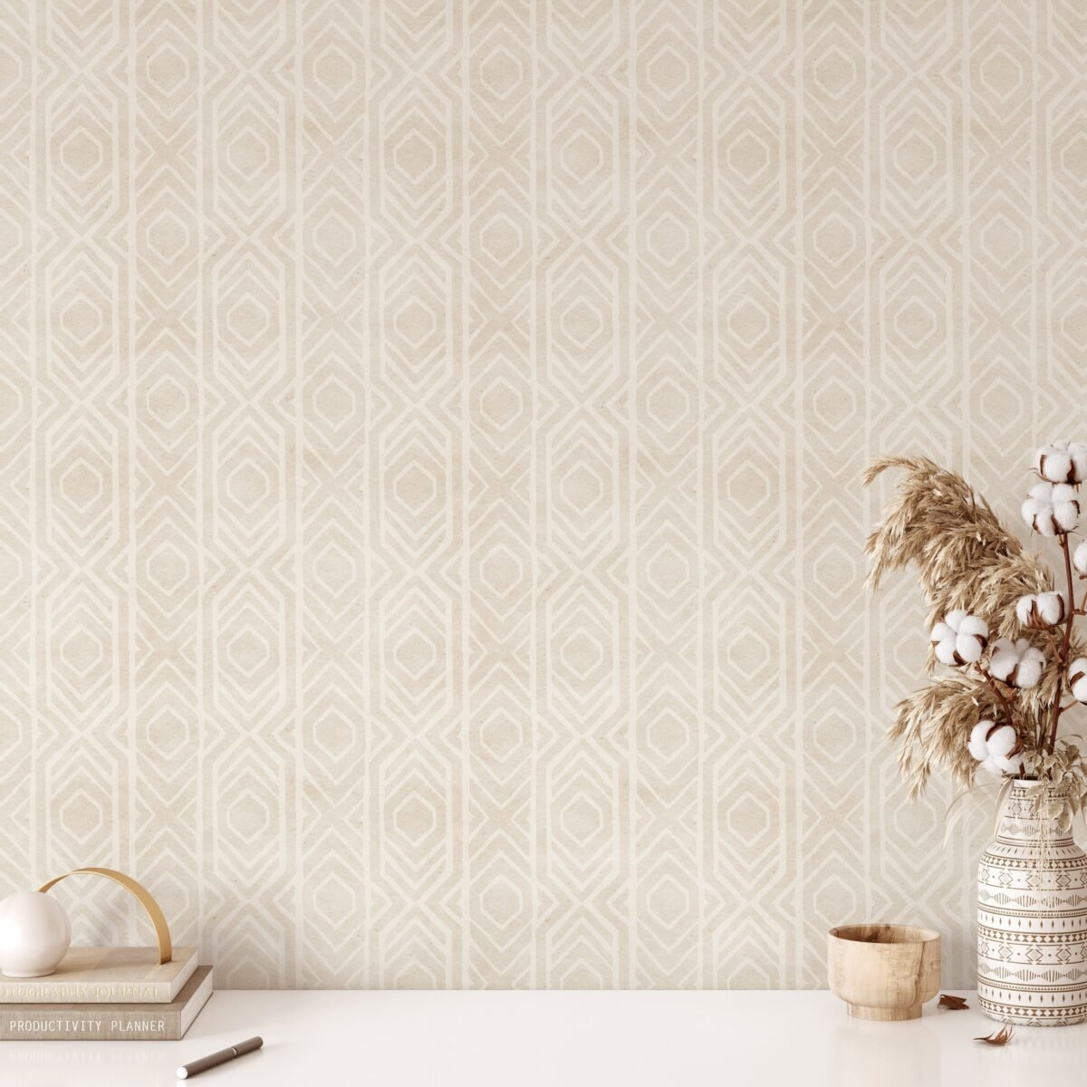 Beige Ikat Texture Peel and Stick Wallpaper Mural - Image 3