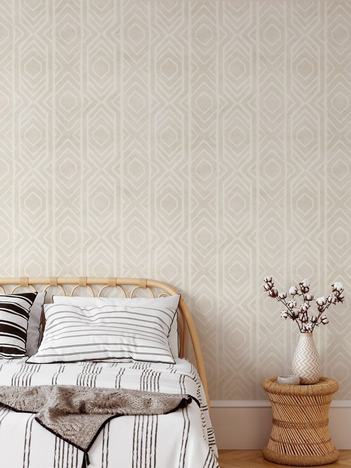 Beige Ikat Texture Peel and Stick Wallpaper Mural - Image 5