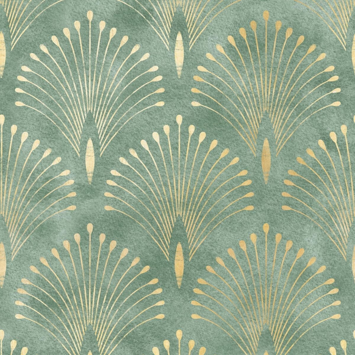 Art Deco Green and Gold Wallpaper - Image 2