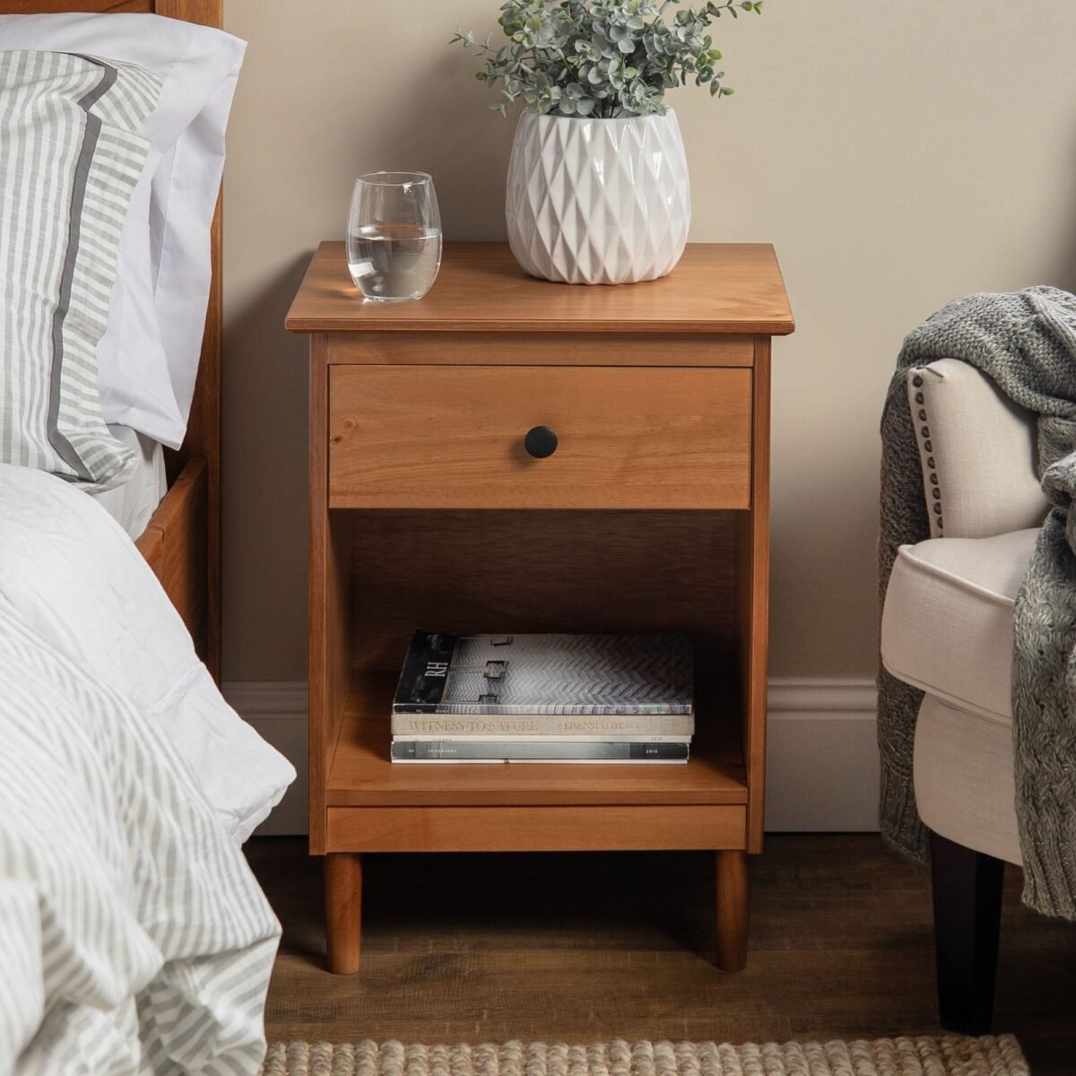 Spencer Solid Transitional Wood Nightstand - Image 1
