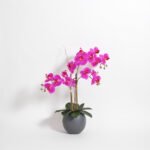 25" Lifelike Artificial Pink Double Stem Orchid in Modern Grey Pot - Elegant Home Decor - Image 7