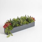 Lifelike Rectangular Faux Succulent Arrangement in Modern Gray Planter for Elegant Home Décor - Image 6