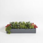 Lifelike Rectangular Faux Succulent Arrangement in Modern Gray Planter for Elegant Home Décor