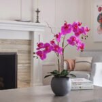25" Lifelike Artificial Pink Double Stem Orchid in Modern Grey Pot - Elegant Home Decor - Image 9