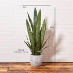 40" Lifelike Artificial Snake Plant in Modern Grey Planter - Low-Maintenance Elegance for Home Decor - Image 9