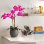 25" Lifelike Artificial Pink Double Stem Orchid in Modern Grey Pot - Elegant Home Decor - Image 5