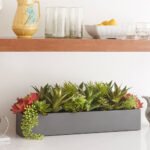 Lifelike Rectangular Faux Succulent Arrangement in Modern Gray Planter for Elegant Home Décor - Image 4