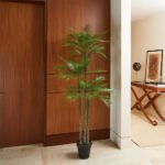 7' CG Hunter Artificial Palm Tree in Sleek Black 9.5" Grower Pot - Lifelike Tropical Decor - Image 7