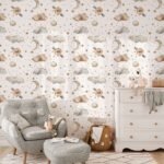 Spaceship Wallpaper For Boys - Soft Clouds and Stars - Image 3