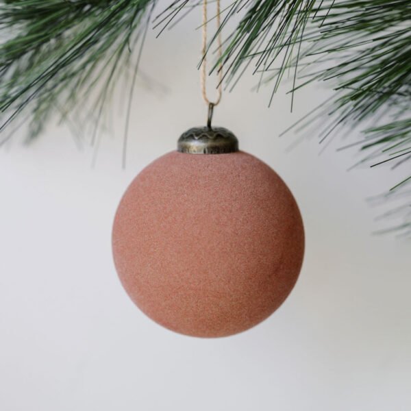 Set of 6 3-Inch Flocked Vintage Rose Glass Ornaments for Elegant Holiday Decor