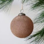 Handcrafted 4" Textured Cinnamon Glass Ornament Set of 4 with Antique Bronze Topper
