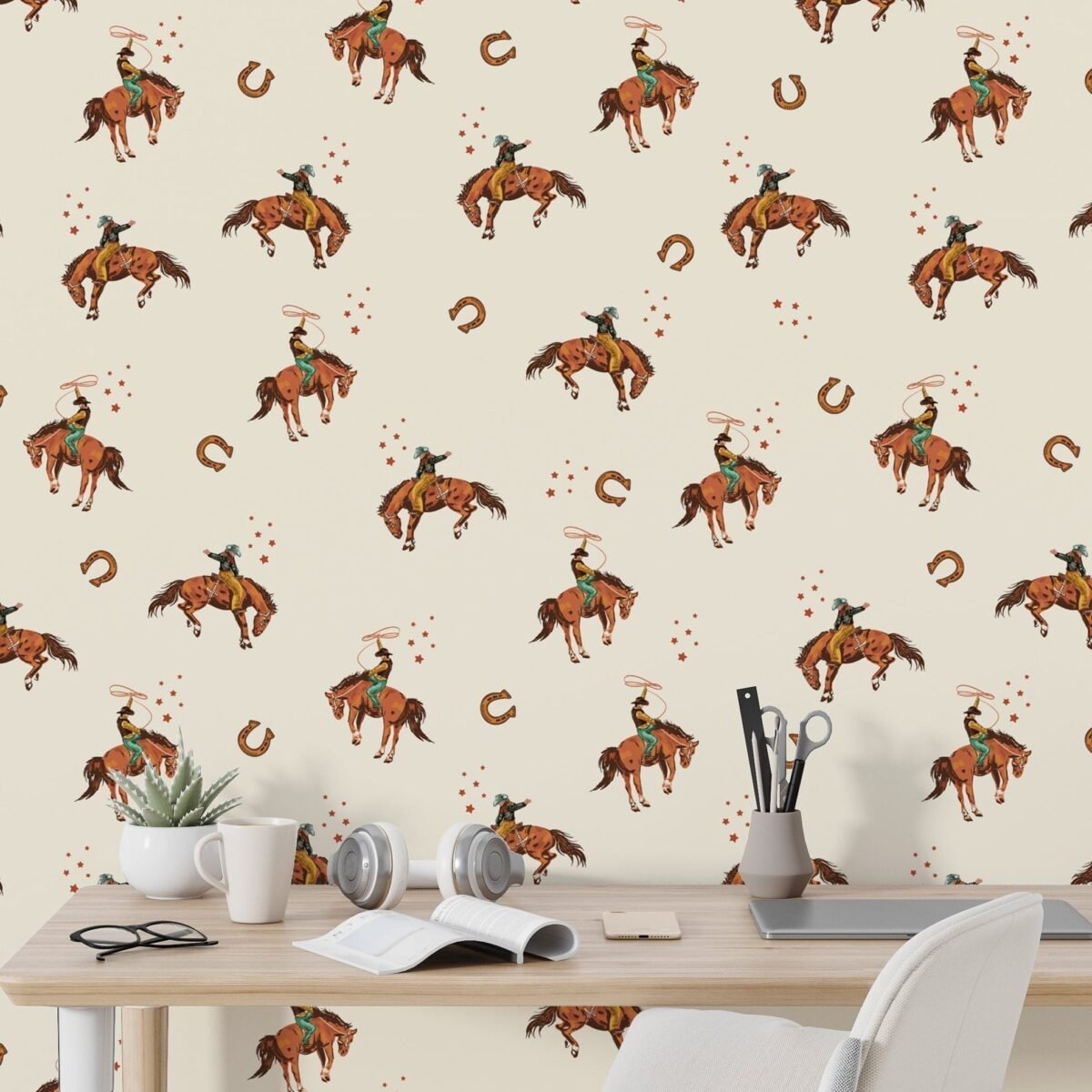 Western Rodeo Wallpaper - Wild West Adventure | Traditional or Peel and Stick Removable - Image 1