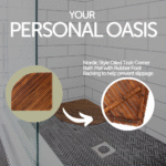 Airstream Oiled Teak Shower and Bath Mat with Rounded Edge 30″ x 30″ - Image 4