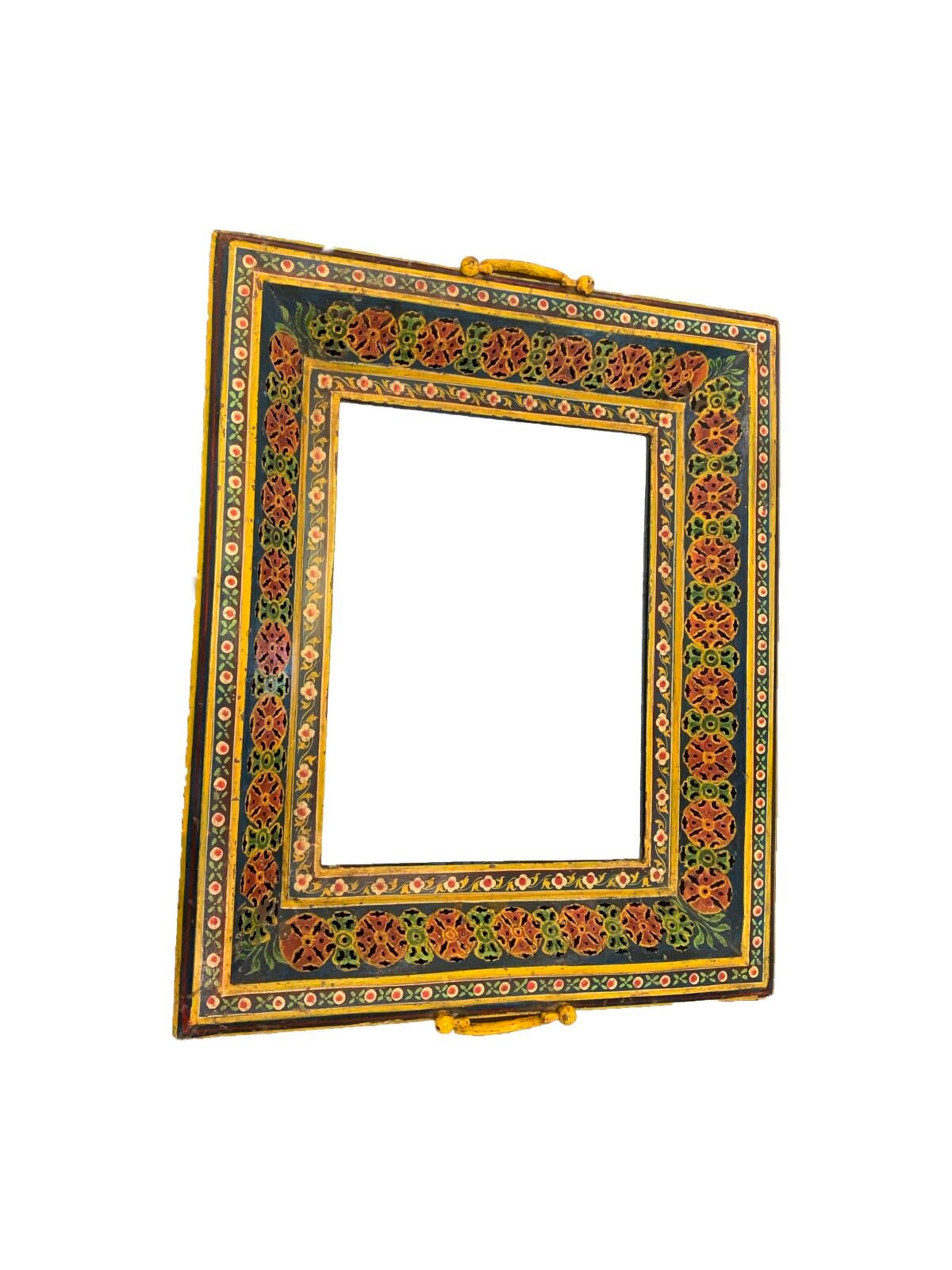 Hand Painted Unique Lattice Metal Tray With Mirror - Image 2