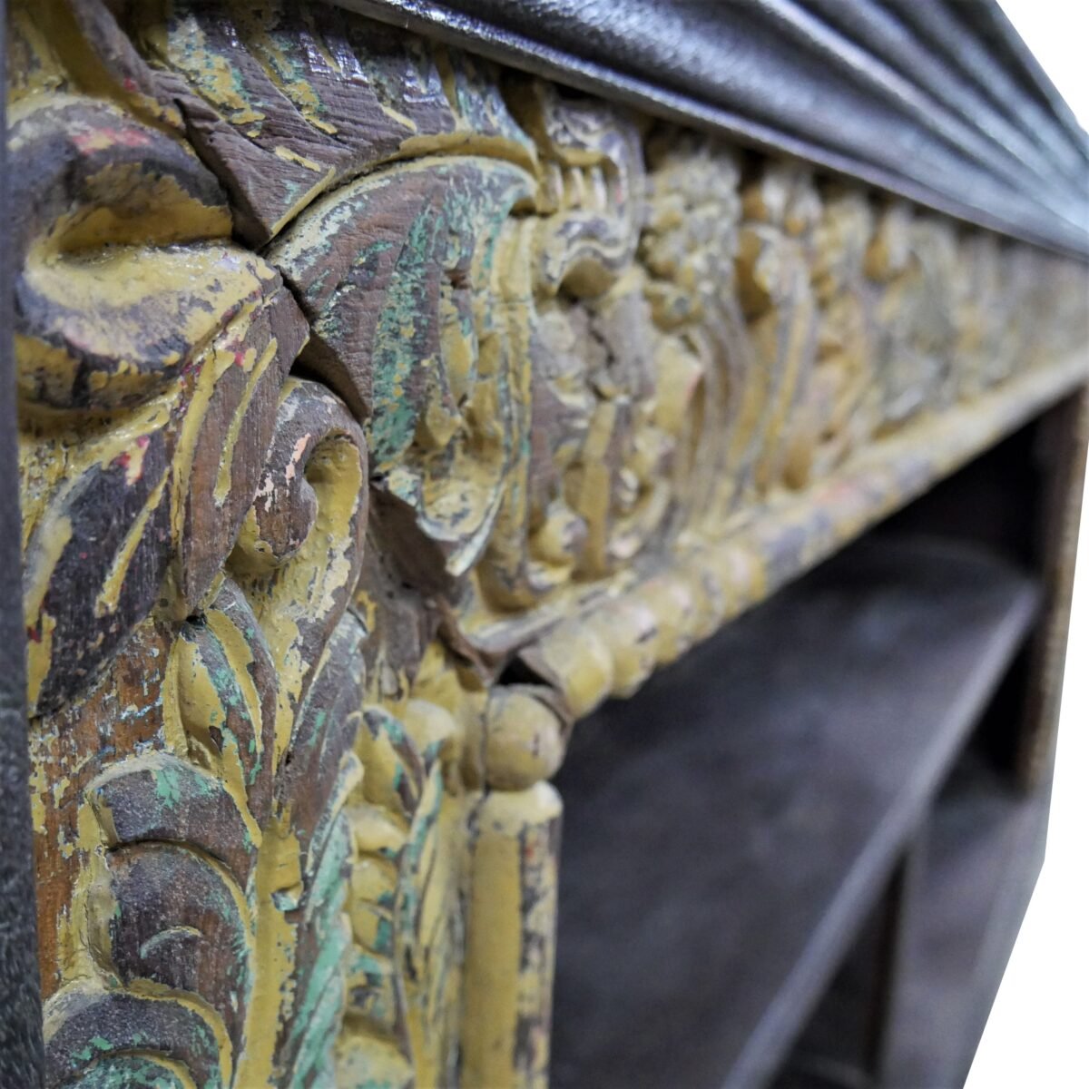 Antique Carved Antique Doorframe Solid Wood Media Console - Image 3
