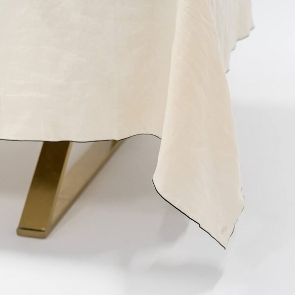 Stone Washed Linen Tablecloth– Cathedral with Black Trim