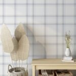 Minimalist Blue and White Plaid Wallpaper