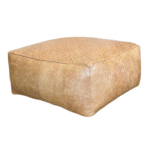 Top Handwoven Leather Pouf - Tan - Image 2