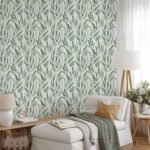 Hand Painted Botanical Green Leaves Wallpaper - Image 5