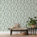 Hand Painted Botanical Green Leaves Wallpaper - Image 6