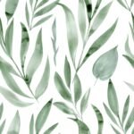 Hand Painted Botanical Green Leaves Wallpaper - Image 2