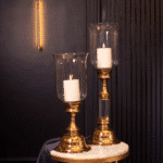 Gold Hurricane Pillar Candle Holder, Small - Image 2