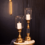 Gold Hurricane Pillar Candle Holder, Large - Image 3
